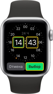 Установка времени сигнала будильника в Apple Watch 