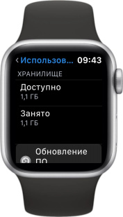 Свободная и занятая память в Apple Watch