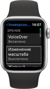 Работа функции Voice Over в Apple Watch